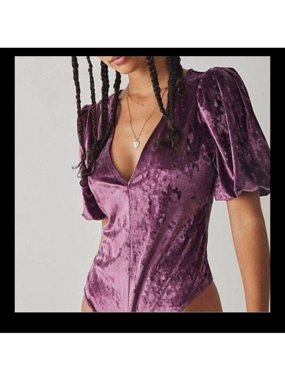 NWOT Free People Don’t You Wish Velvet Bodysuit - Picture 1 of 5